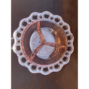 Vintage Anchor Hocking Old Colony Open Lace Pink Depression Glass Bowl